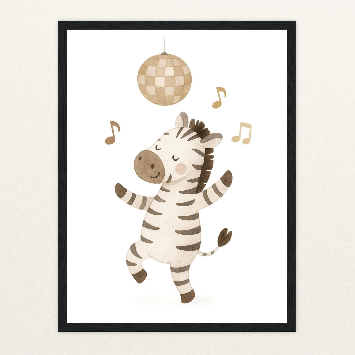 Zinni das Zebra - Motiv: "Tanzen" Poster mit Holzrahmen von tinylearner