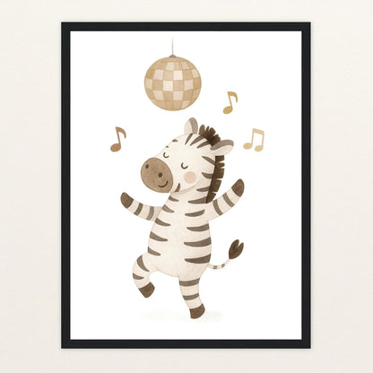 Zinni das Zebra - Motiv: "Tanzen" Poster mit Holzrahmen von tinylearner