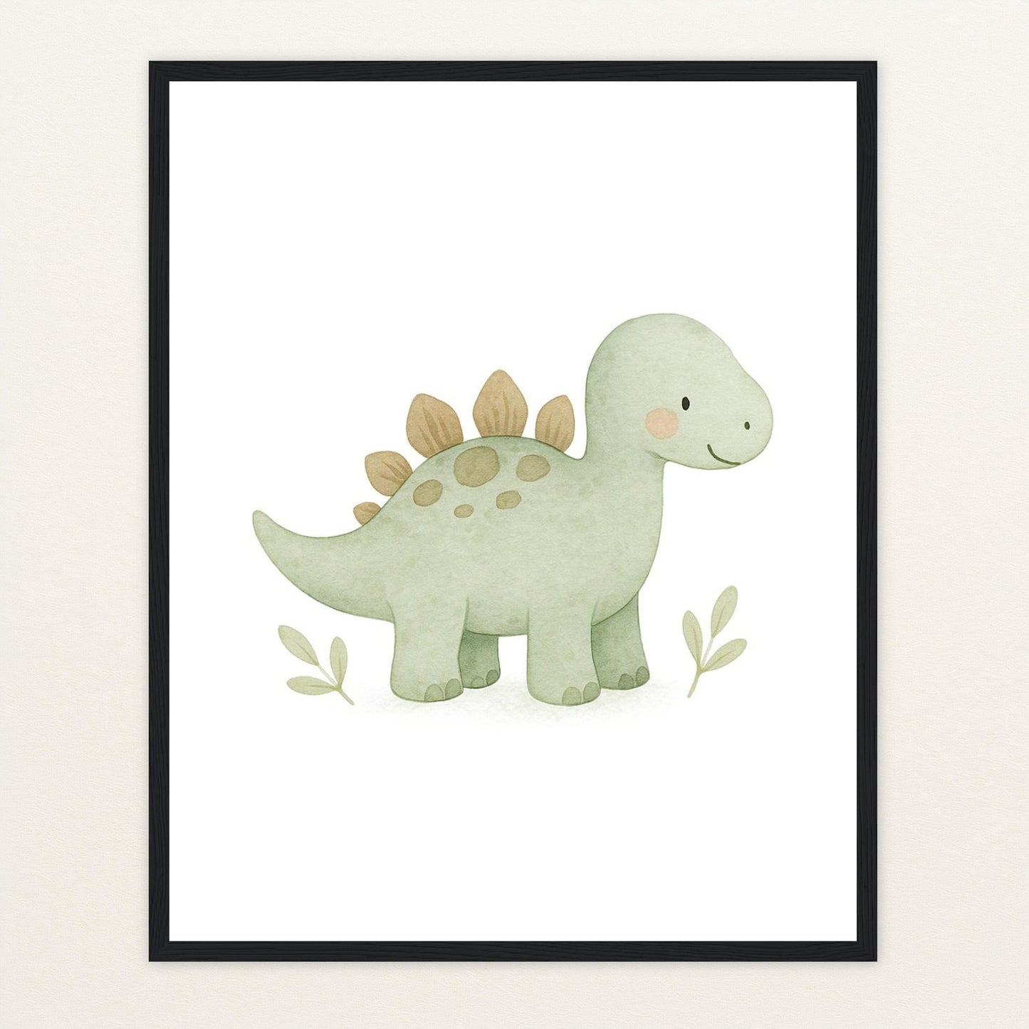 Dinosaurier Stegosaurus Poster mit Holzrahmen von tinylearner
