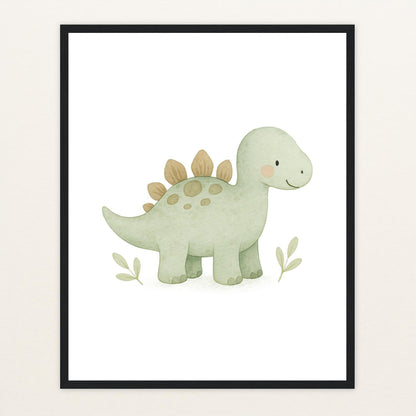 Dinosaurier Stegosaurus Poster mit Holzrahmen von tinylearner