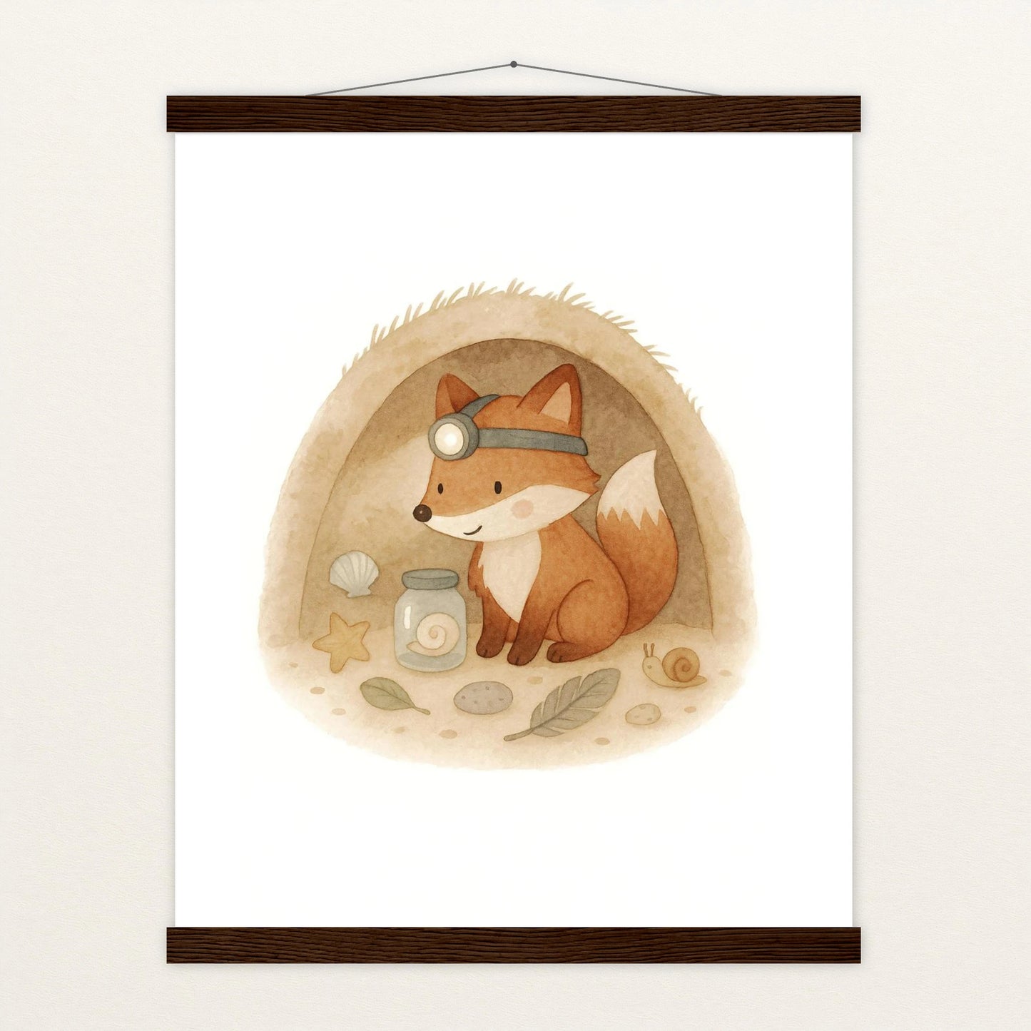 Finnegan der Fuchs - Motiv: "Höhle" Poster mit Leisten von tinylearner