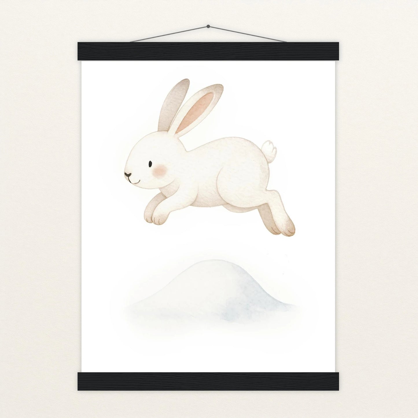 Sina der Schneehase - Motiv: "Schneehügel" Poster mit Leisten von tinylearner