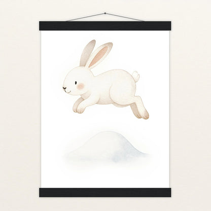 Sina der Schneehase - Motiv: "Schneehügel" Poster mit Leisten von tinylearner