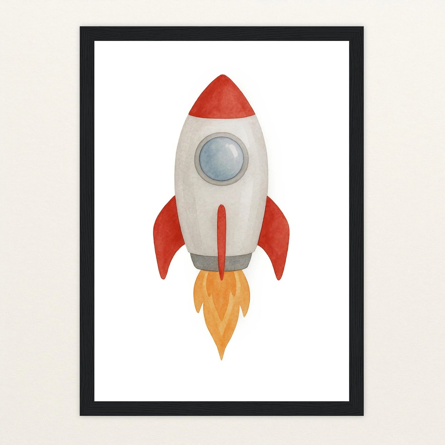 Rakete Poster mit Holzrahmen von tinylearner