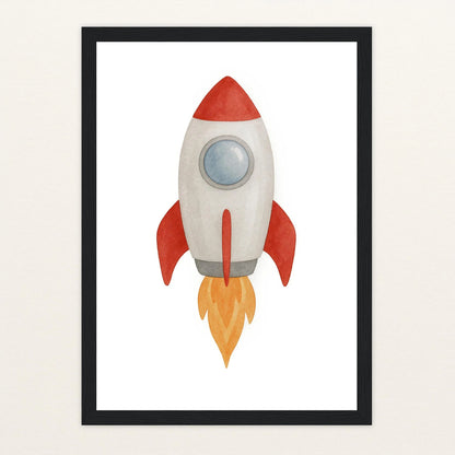 Rakete Poster mit Holzrahmen von tinylearner