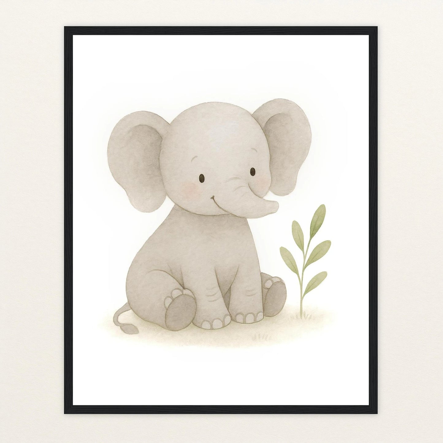 Emil der Elefant Poster mit Holzrahmen von tinylearner