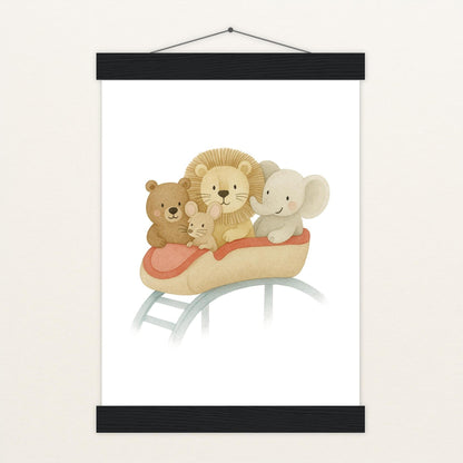 Tierfreunde - Motiv: "Achterbahn" Poster mit Leisten von tinylearner