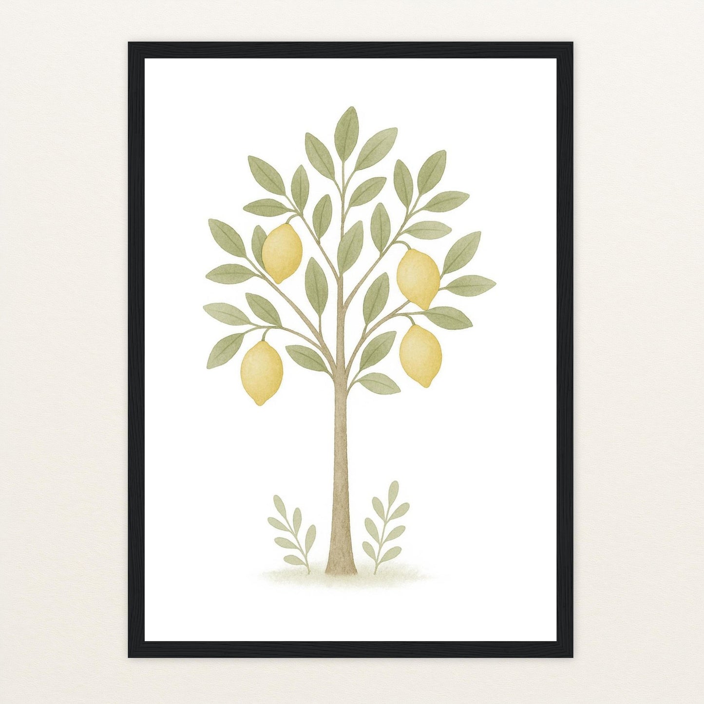 Zitronenbaum Poster mit Holzrahmen von tinylearner