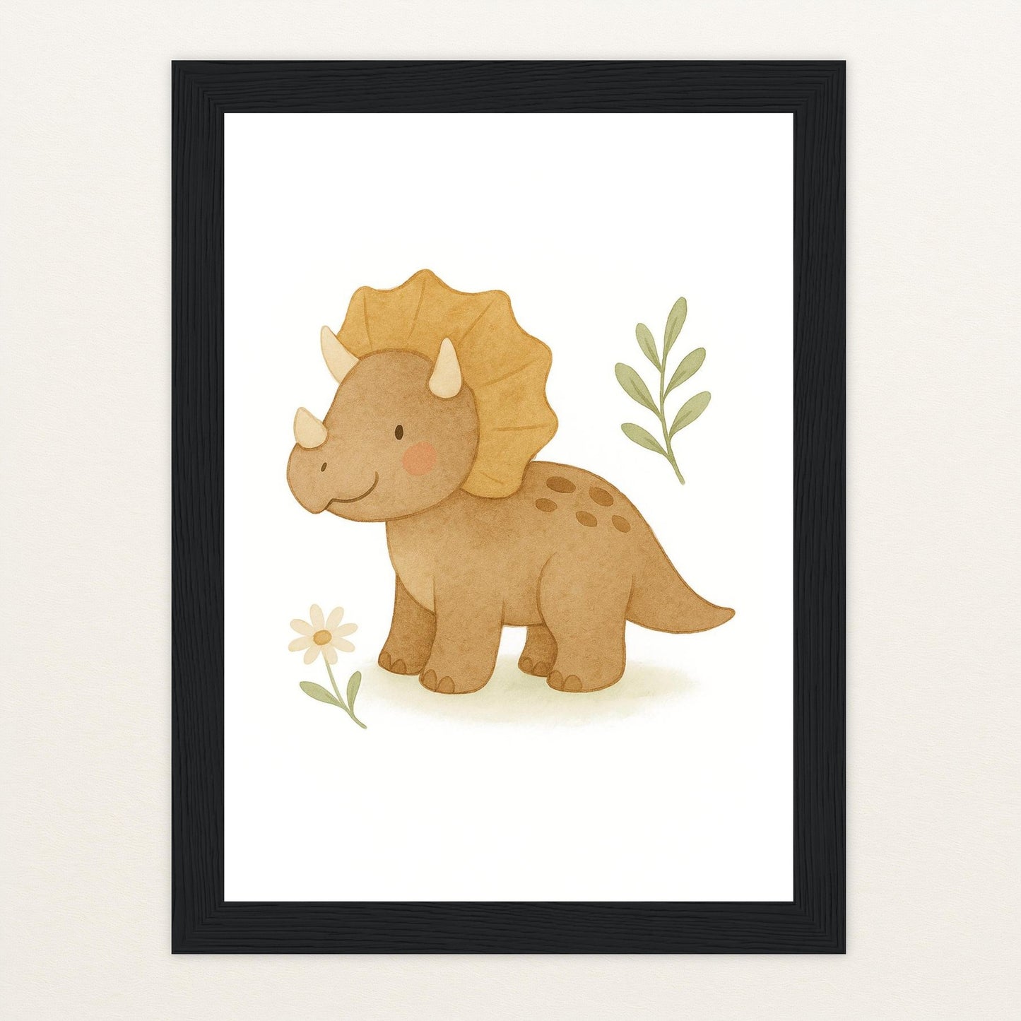 Dinosaurier Triceratops Poster mit Holzrahmen von tinylearner