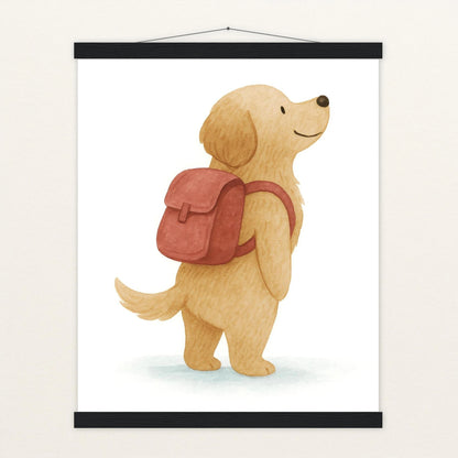 Hugo der Hund - Motiv: "Rucksack" Poster mit Leisten von tinylearner