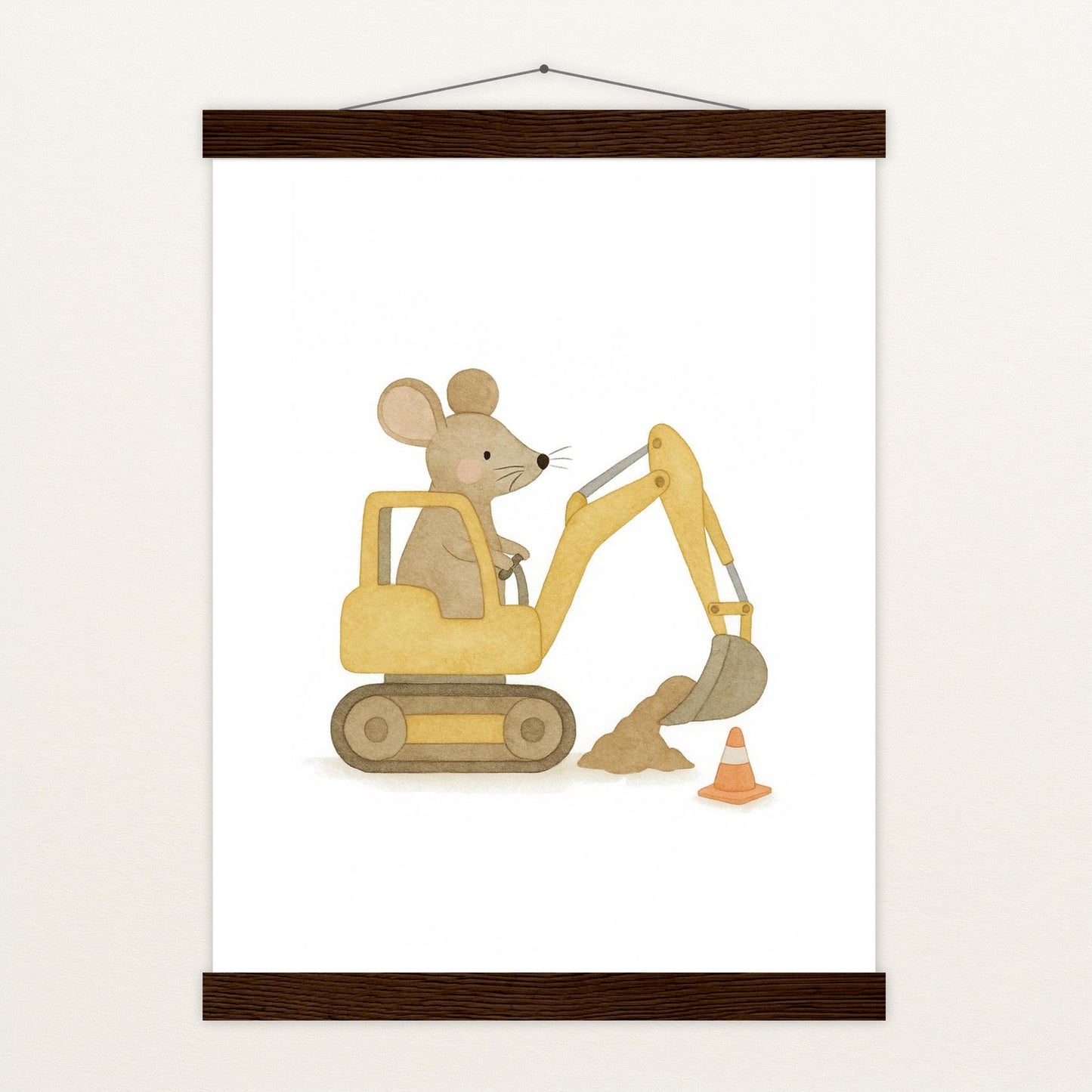 Mimi die Maus - Motiv: "Bagger" Poster mit Leisten von tinylearner