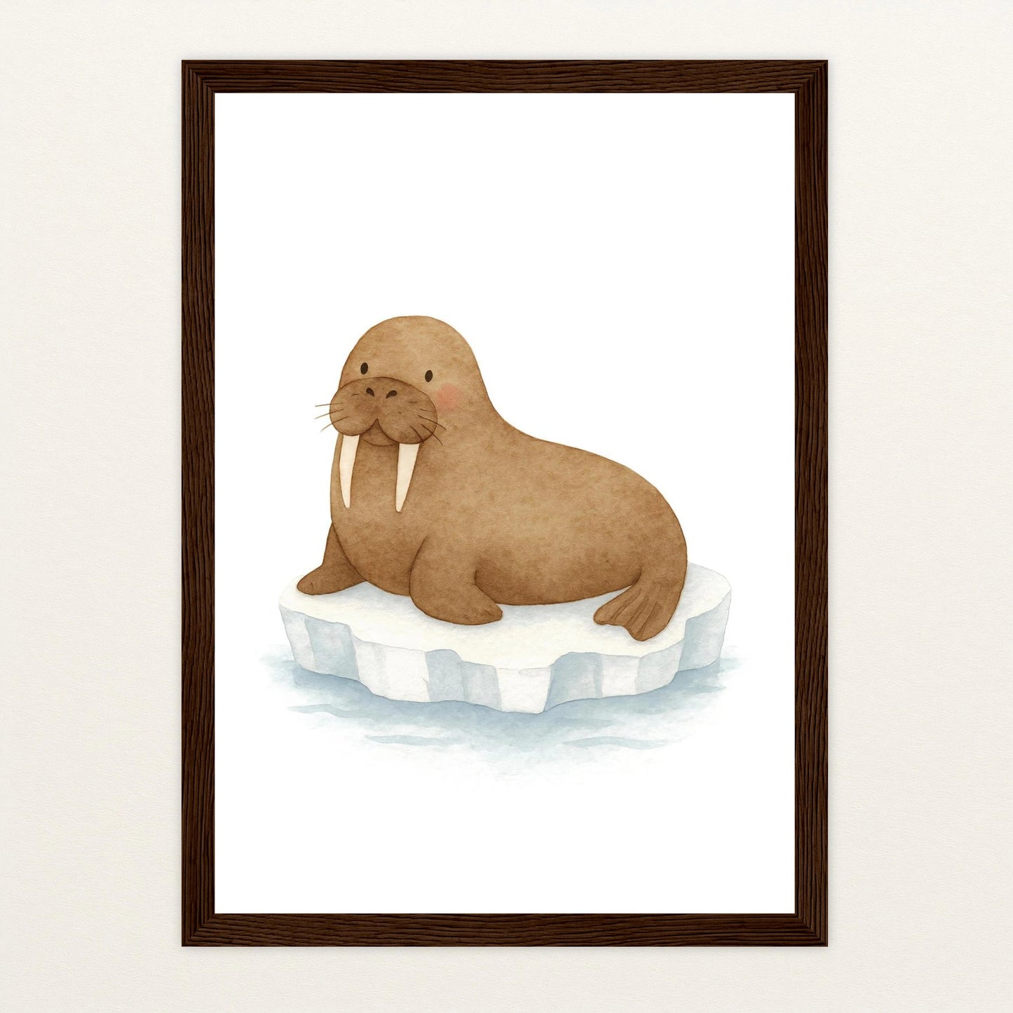 Wally das Walross Poster mit Holzrahmen von tinylearner