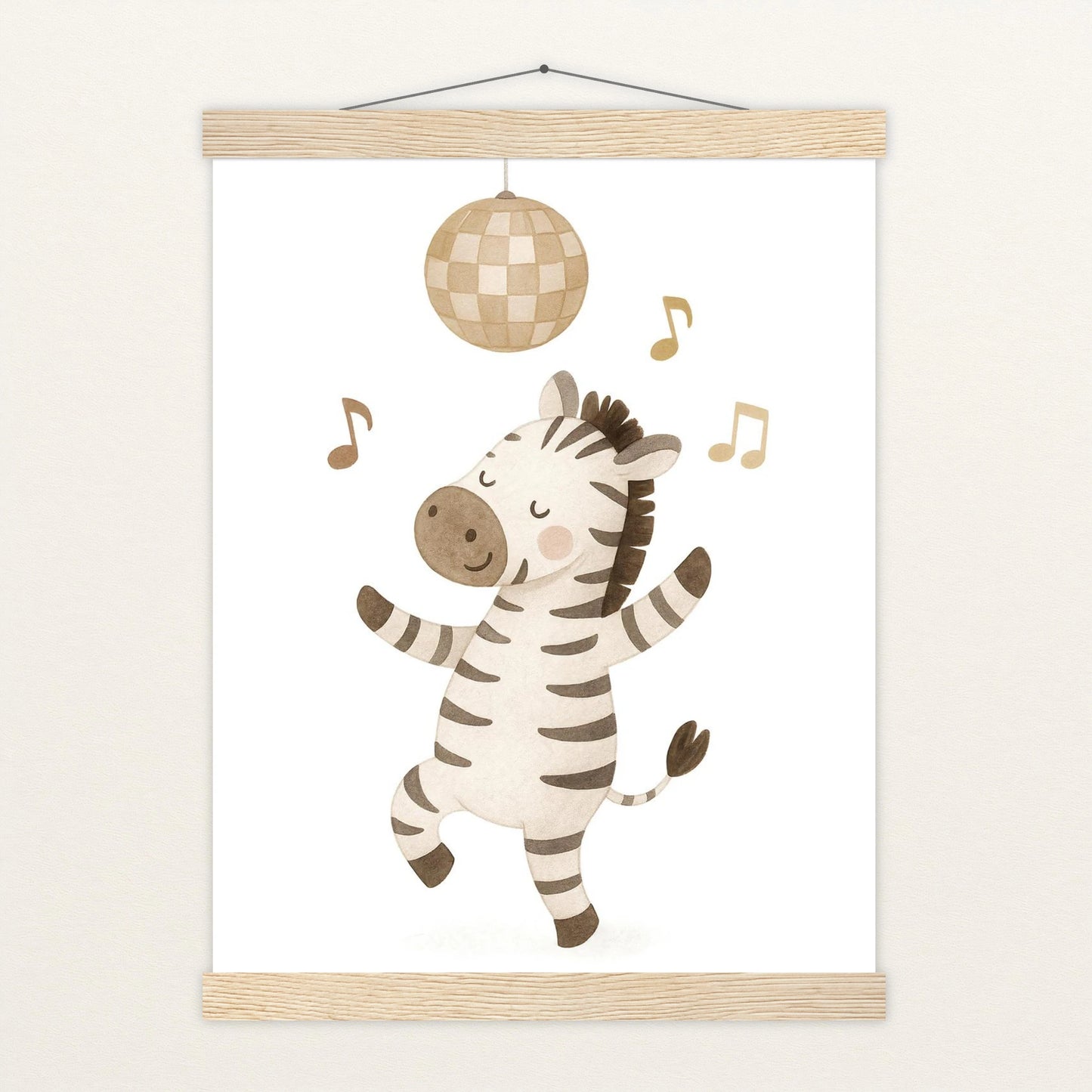 Zinni das Zebra - Motiv: "Tanzen" Poster mit Leisten von tinylearner