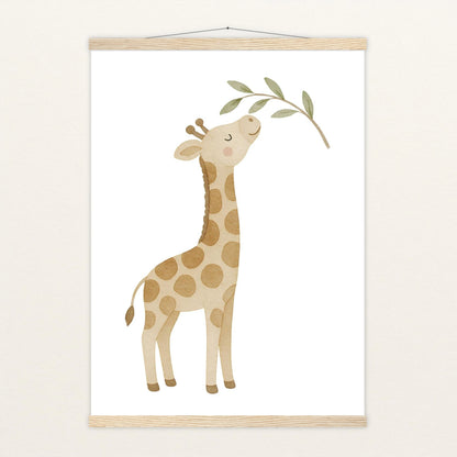 Greta die Giraffe - Motiv: "Blätter" Poster mit Leisten von tinylearner