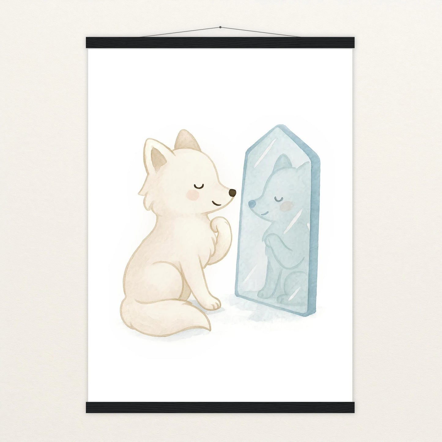 Pino der Polarfuchs - Motiv: "Spiegel" Poster mit Leisten von tinylearner