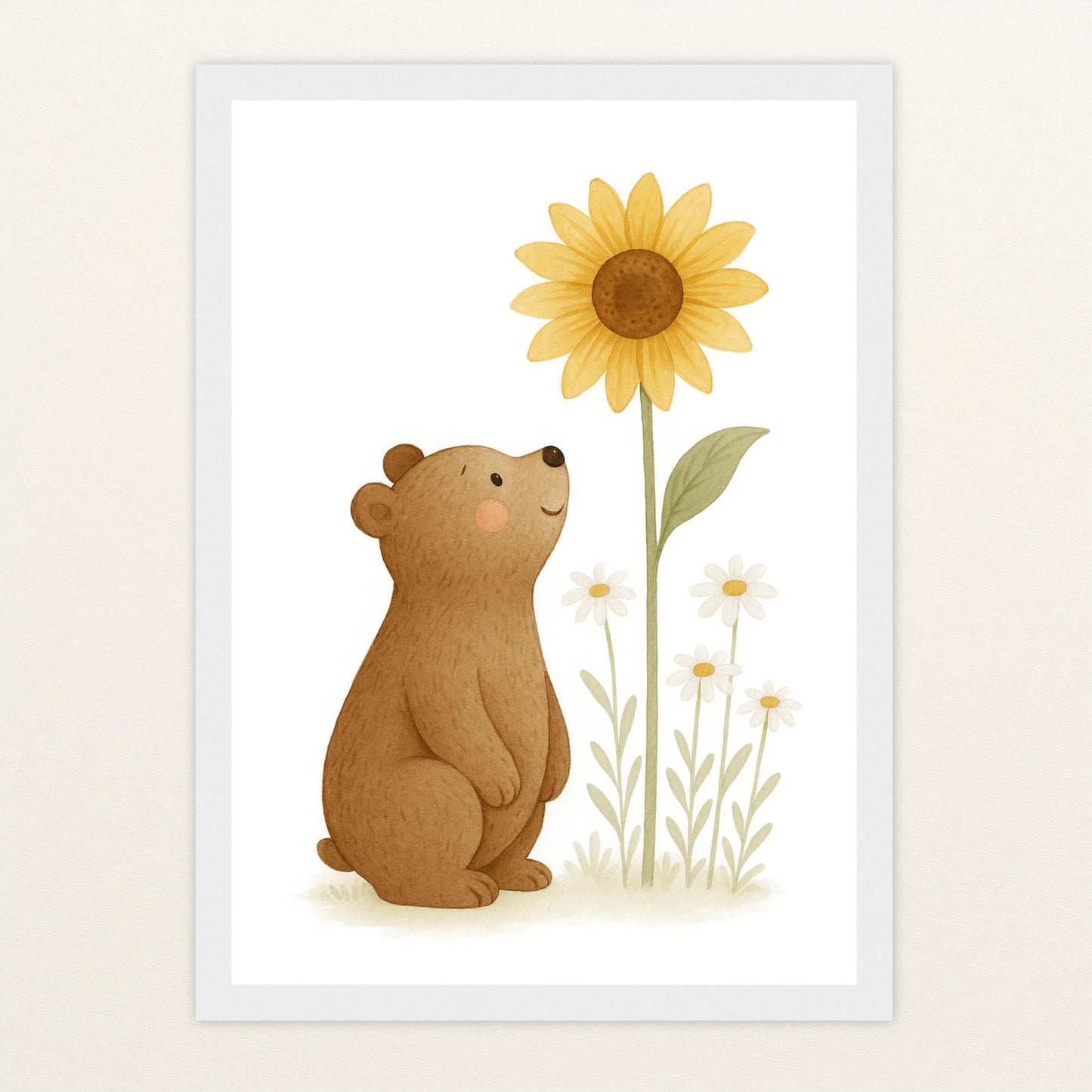 Balu der Bär - Motiv: "Sonnenblume" Poster mit Holzrahmen von tinylearner