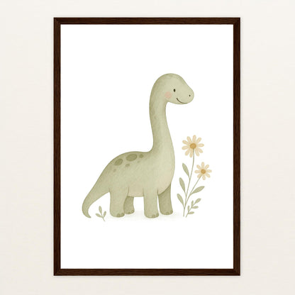 Dinosaurier Brachiosaurus Poster mit Holzrahmen von tinylearner