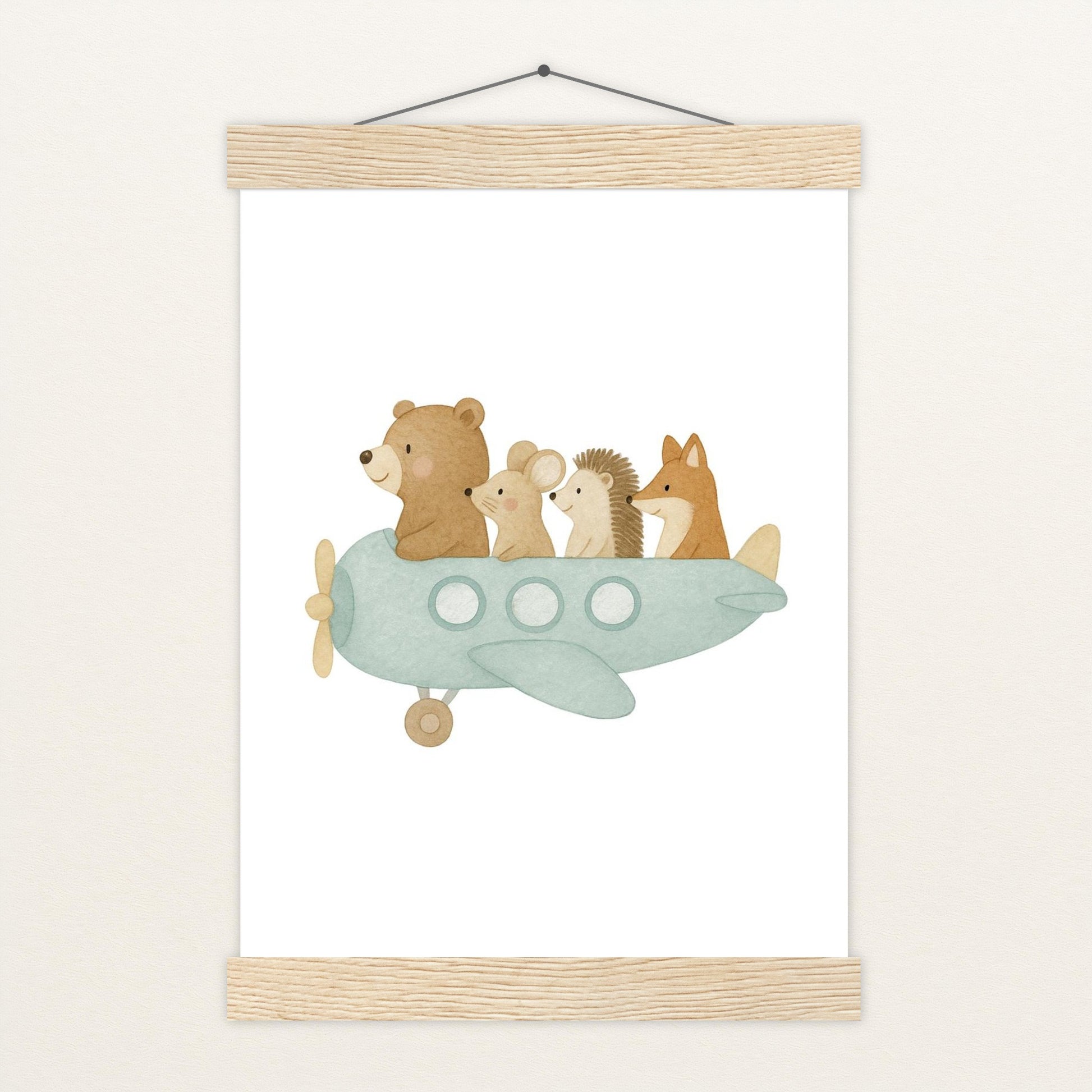 Tierfreunde - Motiv: "Flugzeug" Poster mit Leisten von tinylearner