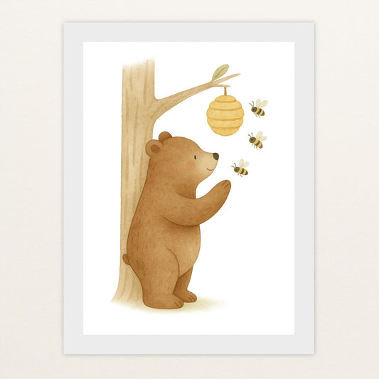 Balu der Bär - Motiv: "Bienenstock" Poster mit Holzrahmen von tinylearner
