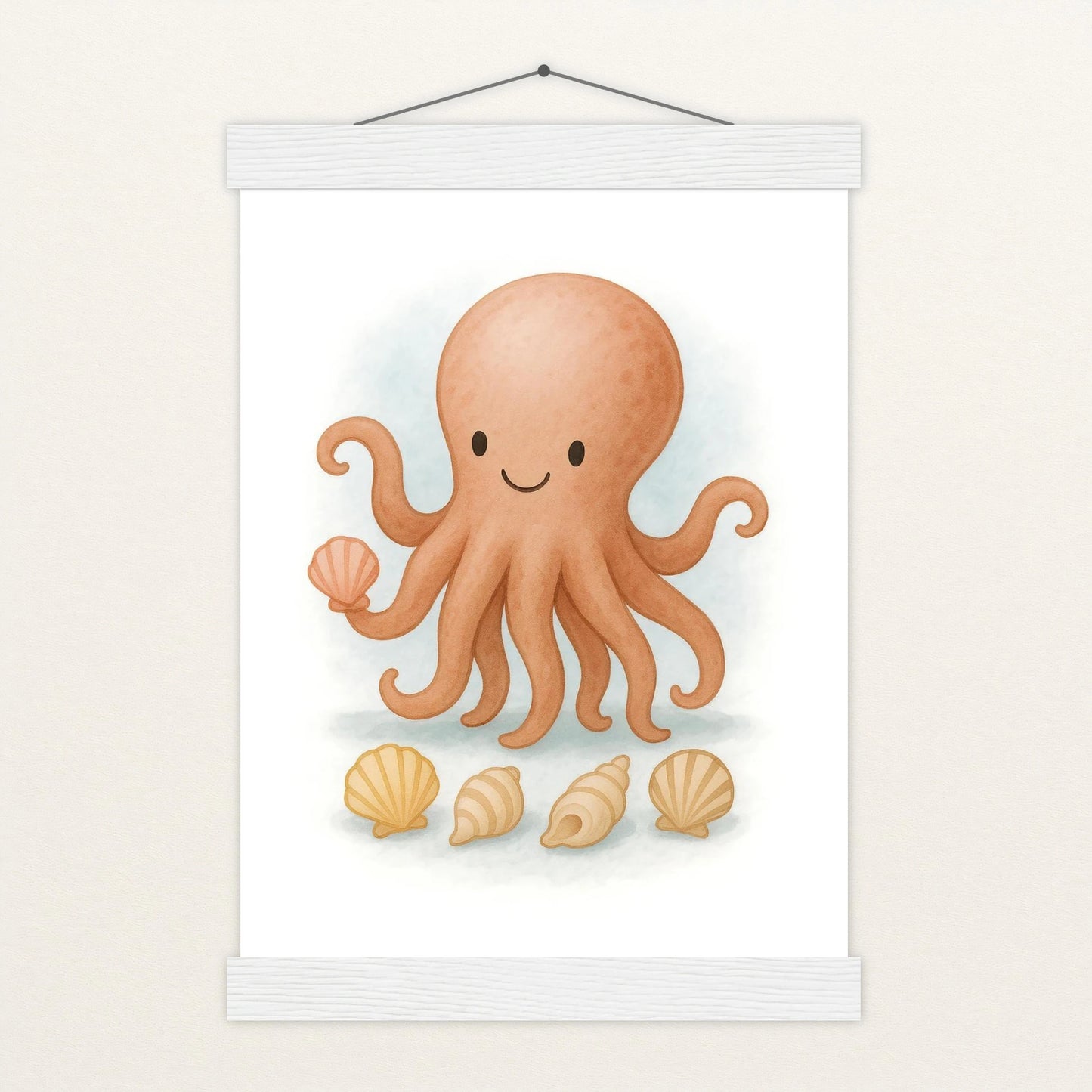 Tilli der Tintenfisch - Motiv: "Muscheln" Poster mit Leisten von tinylearner