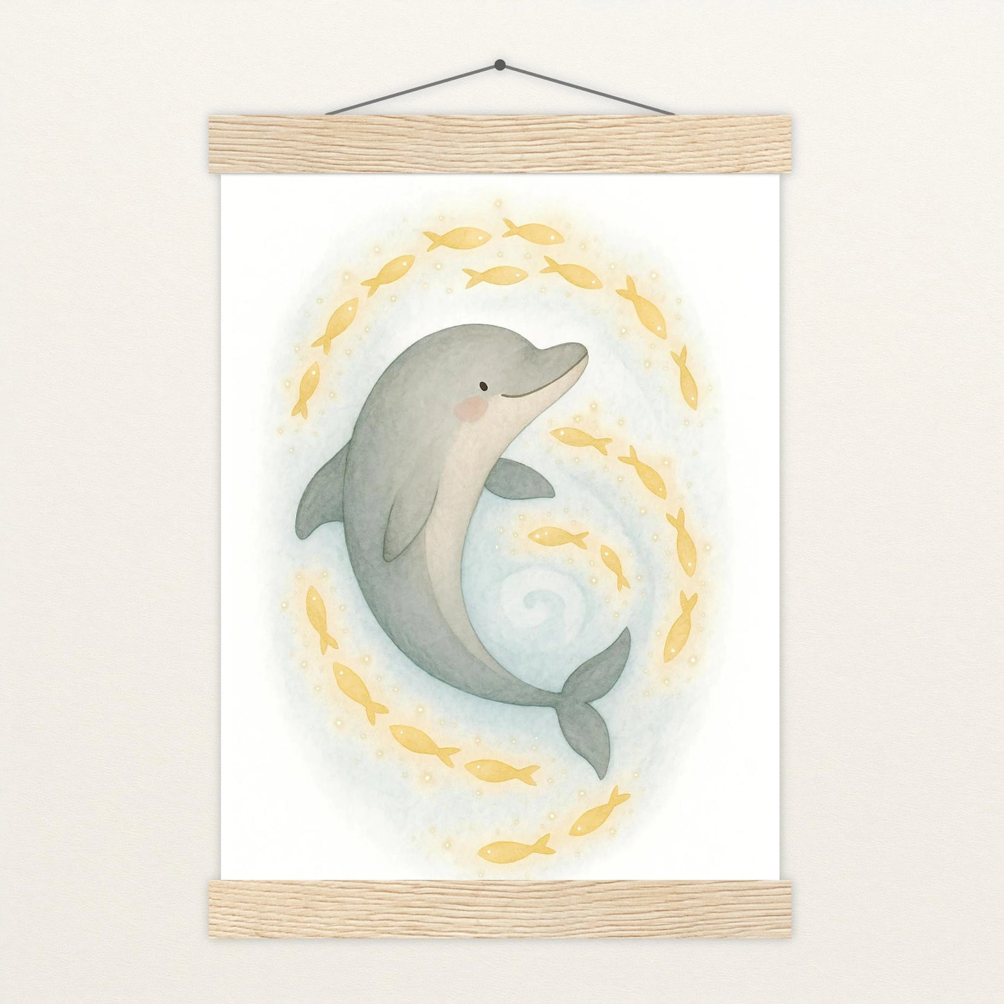 Dora der Delfin - Motiv: "Leuchtfische" Poster mit Leisten von tinylearner