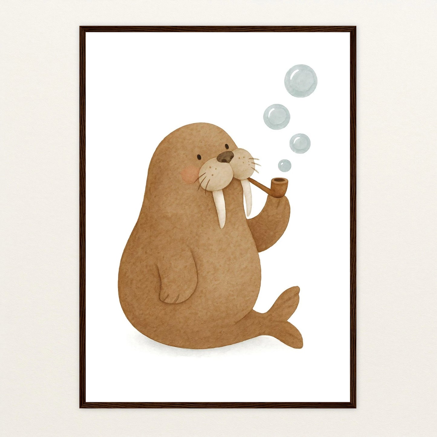 Wally das Walross - Motiv: "Blubbern" Poster mit Holzrahmen von tinylearner