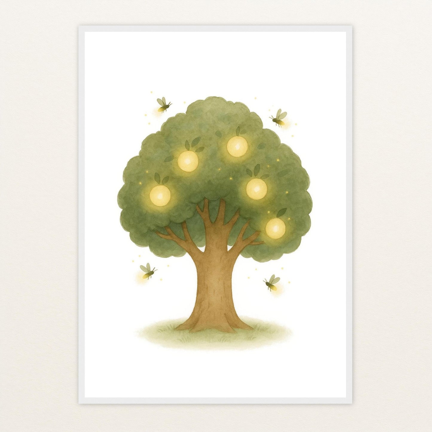 Leuchtbaum Poster mit Holzrahmen von tinylearner