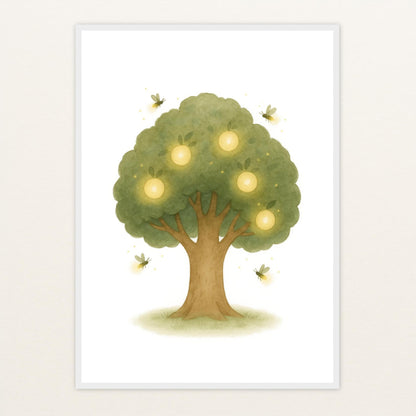 Leuchtbaum Poster mit Holzrahmen von tinylearner