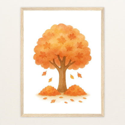 Ahornbaum Poster mit Holzrahmen von tinylearner
