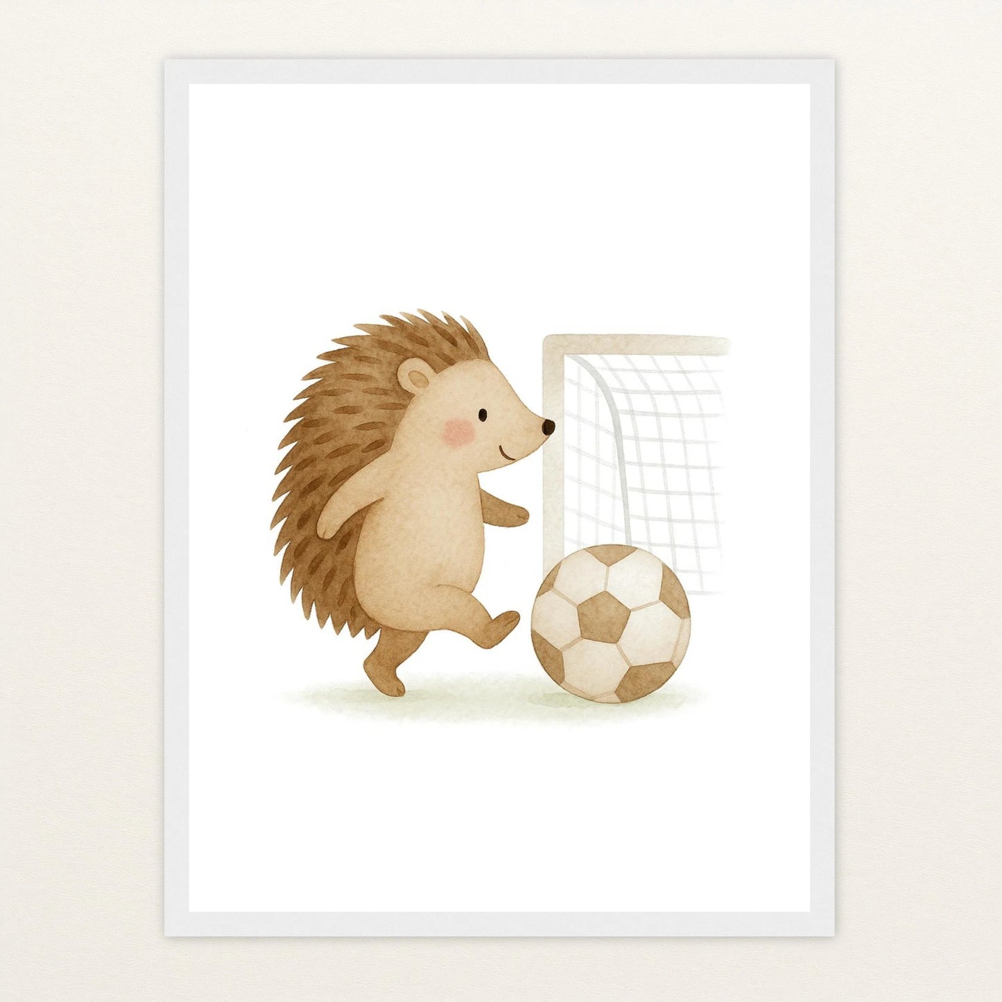 Iggi der Igel - Motiv: "Fußball" Poster mit Holzrahmen von tinylearner
