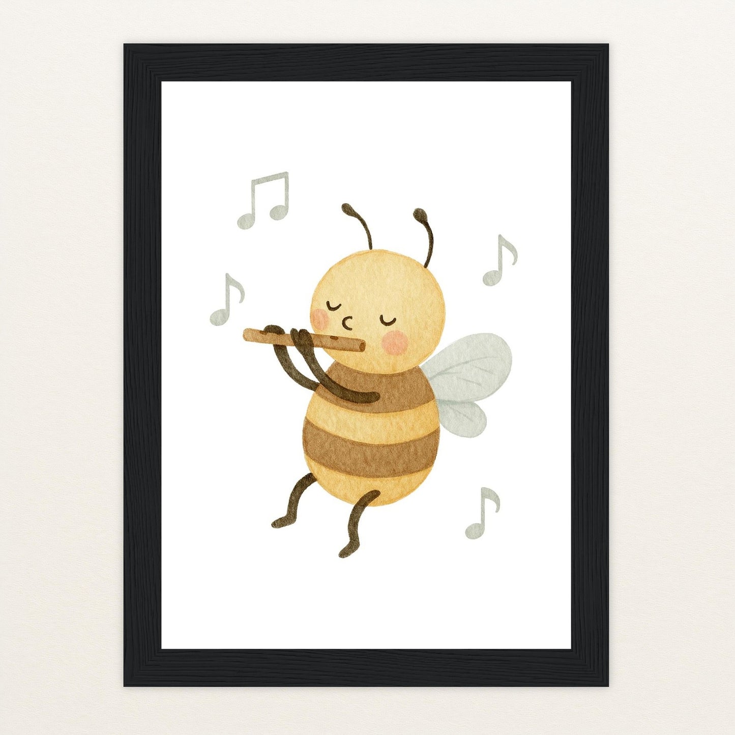 Bibi die Biene - Motiv: "Flöte" Poster mit Holzrahmen von tinylearner