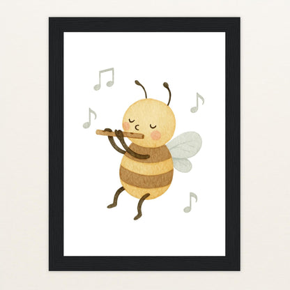 Bibi die Biene - Motiv: "Flöte" Poster mit Holzrahmen von tinylearner