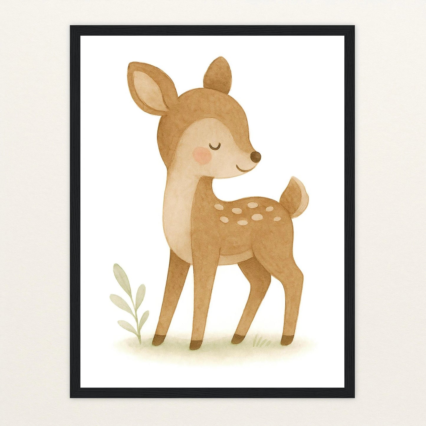 Ria das Reh Poster mit Holzrahmen von tinylearner