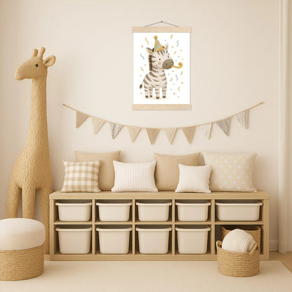 Zinni das Zebra - Motiv: "Party" Poster mit Leisten von tinylearner