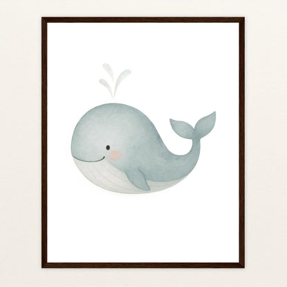Willi der Wal Poster mit Holzrahmen von tinylearner