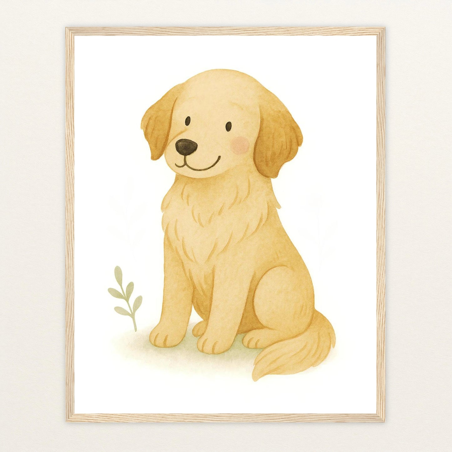 Hugo der Hund Poster mit Holzrahmen von tinylearner