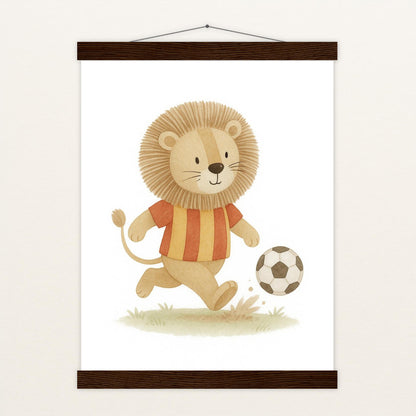 Leo der Löwe - Motiv: "Fußball" Poster mit Leisten von tinylearner