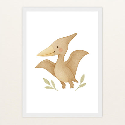 Dinosaurier Pteranodon Poster mit Holzrahmen von tinylearner