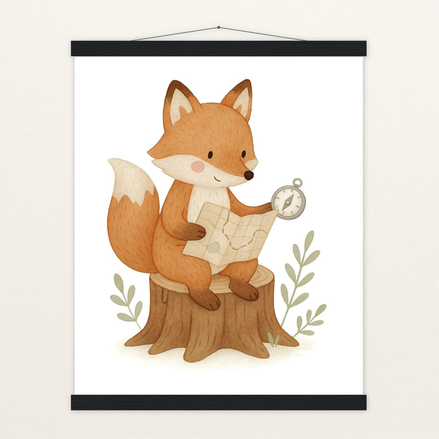 Finnegan der Fuchs - Motiv: "Abenteuerlust" Poster mit Leisten von tinylearner