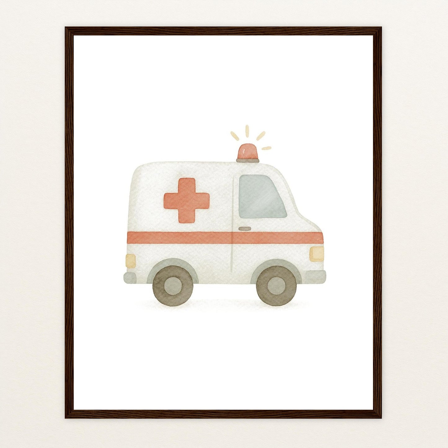Krankenwagen Poster mit Holzrahmen von tinylearner