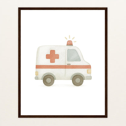Krankenwagen Poster mit Holzrahmen von tinylearner