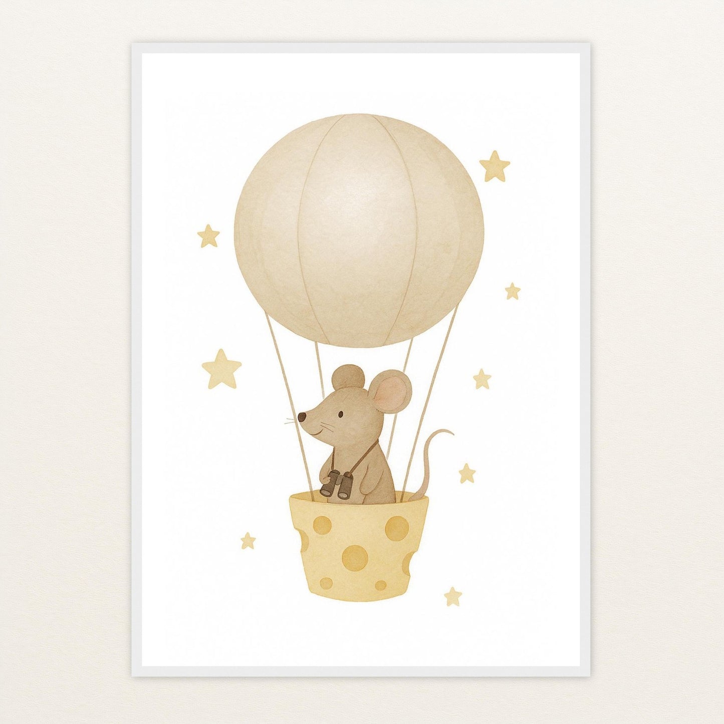 Mimi die Maus - Motiv: "Heißluftballon" Poster mit Holzrahmen von tinylearner