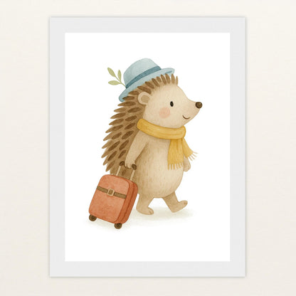 Iggi der Igel - Motiv: "Reisen" Poster mit Holzrahmen von tinylearner