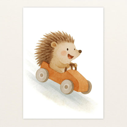 Iggi der Igel - Motiv: "Rennwagen" Poster von tinylearner