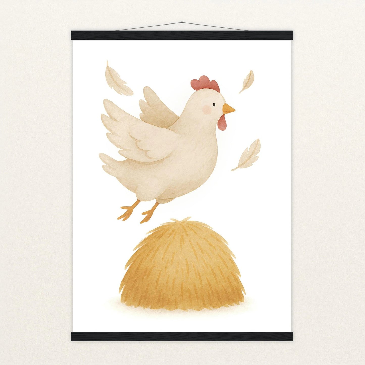 Hanni das Huhn - Motiv: "Heu" Poster mit Leisten von tinylearner