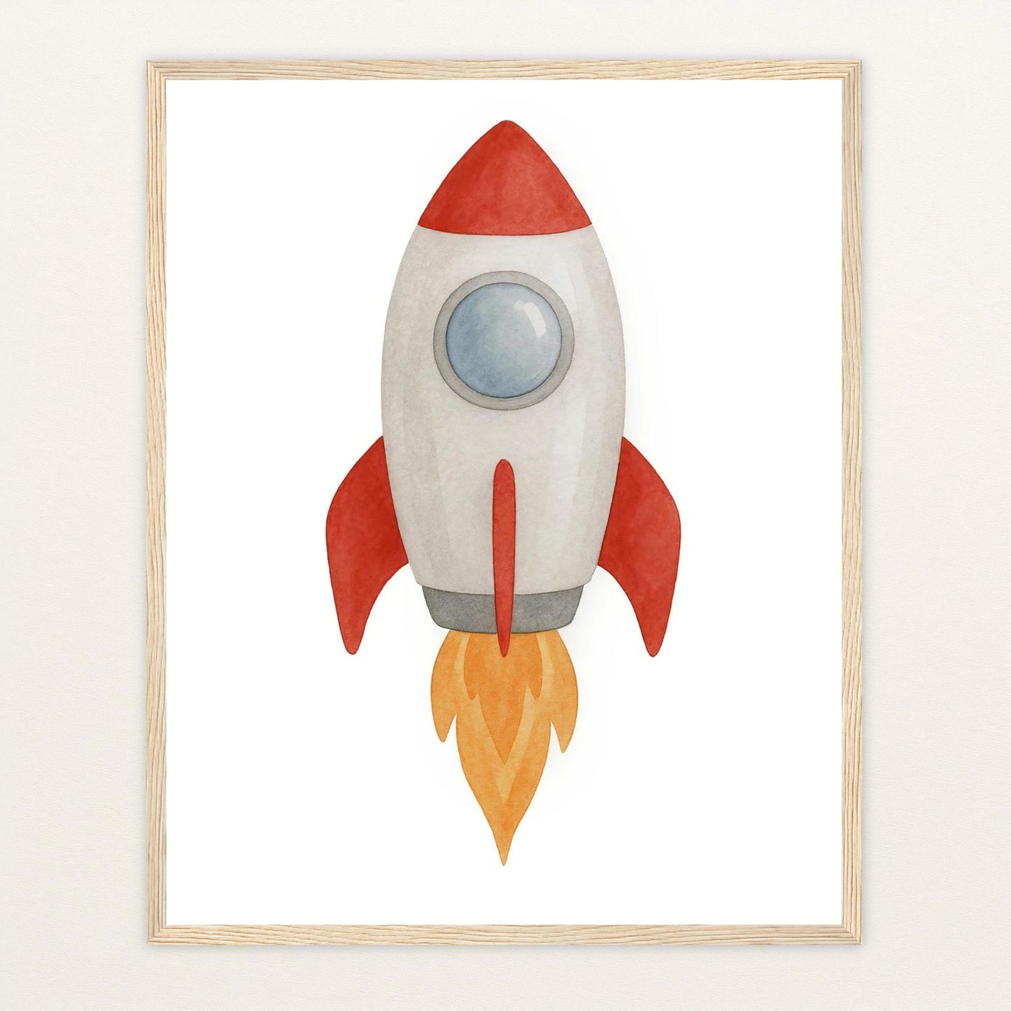 Rakete Poster mit Holzrahmen von tinylearner