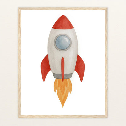 Rakete Poster mit Holzrahmen von tinylearner