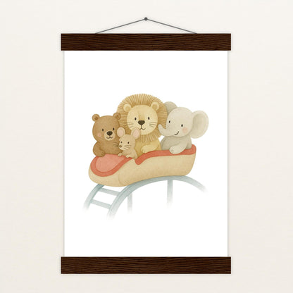 Tierfreunde - Motiv: "Achterbahn" Poster mit Leisten von tinylearner