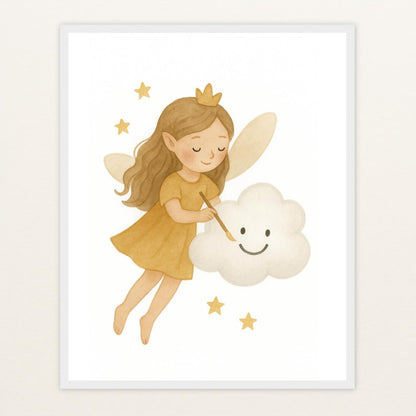 Fina die Fee - Motiv: "Wolke" Poster mit Holzrahmen von tinylearner