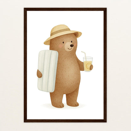 Balu der Bär - Motiv: "Strandtag" Poster mit Holzrahmen von tinylearner